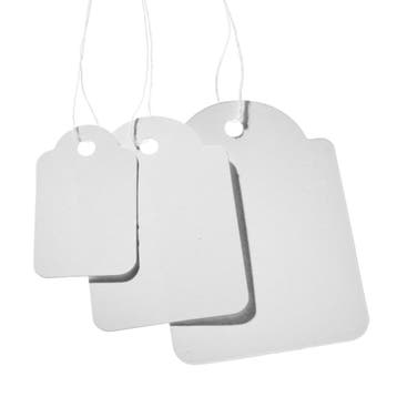 100 stuks - 36x53mm - Witte Kartonnen Labels met koordje...