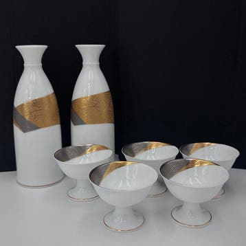Noritake - Fles (7) - Porselein - Kinkaku Ginkaku sake-set -
