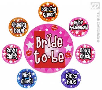 Set van 8 Buttons Vrijgezellen feest dames, Ophalen of Verzenden, Nieuw