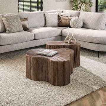 Salontafel Teakhout - Organisch - Set van 2 - Webshop, Verzenden, Nieuw, 50 tot 100 cm, Organisch, Modern, Natuurlijk