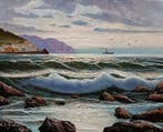 Bruno Di Giulio (1943) - Mareggiata ad Amalfi (costiera