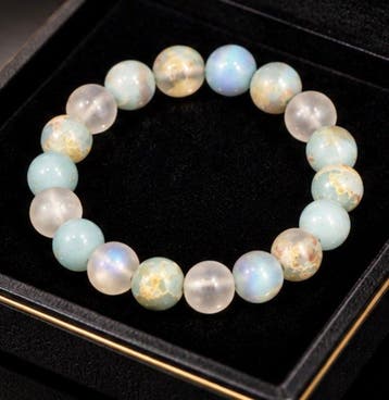 Caribbean Blue Calciet & Aura Kwarts Kralenarmband - Armband