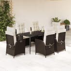 vidaXL 7-delige Tuinset met kussens poly rattan bruin, Tuin en Terras, 6 zitplaatsen, Nieuw, Tuinset, Verzenden