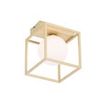 Design plafondlamp goud met wit glas - Aniek, Huis en Inrichting, Lampen | Plafondlampen, Verzenden, Nieuw, Design