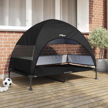 vidaXL Verhoogd Hondenbed Zwart 127 x 81 x 108 cm Stof en, Verzenden, Nieuw