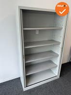 Roldeurkast - 198x122x45cm - Beige met witgrijze deuren - 3, Werkplek, Ophalen of Verzenden, Gebruikt, Kast