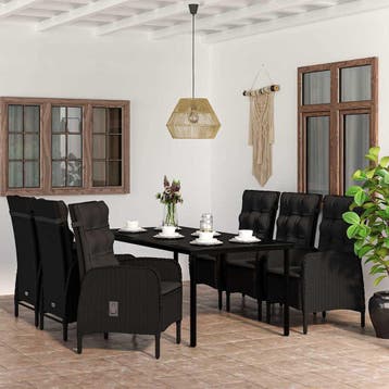 vidaXL 7-delige Tuinset met kussens zwart, Tuin en Terras, Verzenden, Nieuw, 6 zitplaatsen, Tuinset