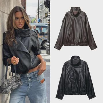 Chique Dames Faux Leren Jas - Veelzijdige Lange Mouwen Jas v, Verzenden, Nieuw