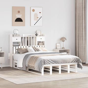 vidaXL Bed met boekenkast zonder matras grenenhout wit, Verzenden, Wit, 190 cm of minder, Overige maten