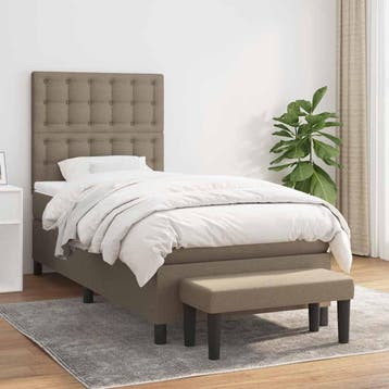 vidaXL Boxspring met matras stof taupe 80x200 cm, Eenpersoons, Verzenden, Nieuw, 80 cm