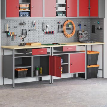 vidaXL Werkbankset 3 st Zwart en Grijs Gepoedercoat staal, Verzenden, Nieuw