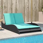 vidaXL Ligbed met kussens zwart 114x205x73 cm poly rattan, Tuin en Terras, Ligbedden, Verzenden, Nieuw