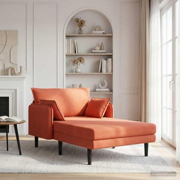 vidaXL Grote chaise longue Rood-oranje Katoenen stof, Verzenden, Nieuw