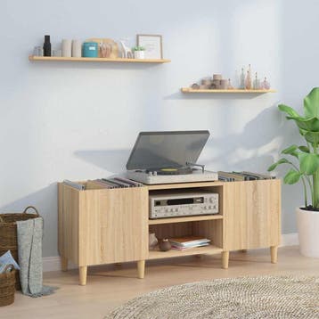 vidaXL Platenkast Sonoma Eiken 121x38x48 cm Bewerkt Hout, Verzenden, Nieuw