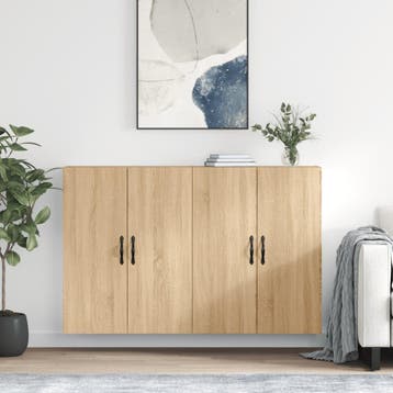 vidaXL Hangkasten 2 st bewerkt hout sonoma eikenkleurig, Minder dan 50 cm, Verzenden, Nieuw, Minder dan 100 cm