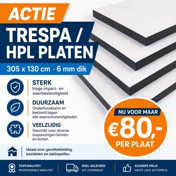 Trespa / HPL  Laagste prijs!  130 x 305 x 6mm € 80 ,-, Ophalen, Nieuw, HPL, 50 tot 100 mm