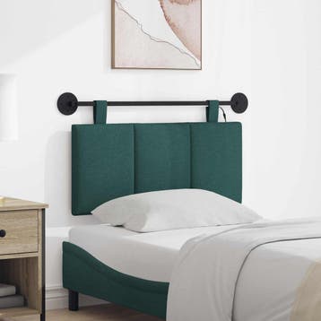 vidaXL Hangend hoofdbord Met LED-verlichting Donkergroen, Verzenden, Nieuw, Groen, Stof