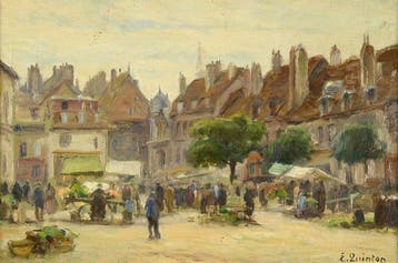 Edmond Quinton (1892-1969) - Jour de marché sur la place du