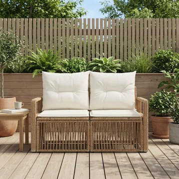 vidaXL Tuinbank 2-Aantal zitplaatsen Beige poly rattan, Verzenden, Nieuw, Rotan