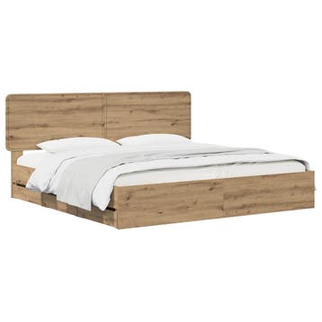 vidaXL Bed Frame with Storage and Headboard Artisan Oak 180, Huis en Inrichting, Slaapkamer | Bedden, Bruin, Verzenden, Hout, Nieuw