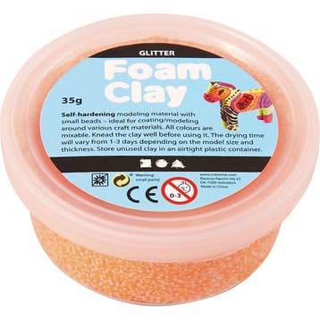 Foam Clay®, glitter, oranje, 35 gr/ 1 Doosje, Nieuw