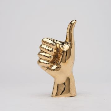 sculptuur, THUMBS UP Hand Signal Sculpture in polished Brass