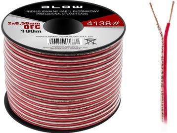 OFC luidsprekerkabel 2 x 0.50 mm transparant/rood op rol 100, Ophalen of Verzenden, Nieuw, 10 meter of meer, Luidsprekerkabel