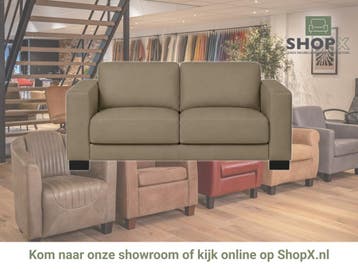 Leren bank Clear - 2,5 zits - Toledo Mocca (taupe/bruin) -, Bohemian, Eigentijds, Modern, Retro, Vintage, Nieuw, Ophalen of Verzenden