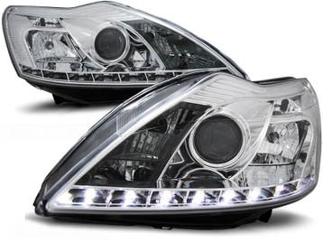 Koplampen ford focus 08-11 Devil Eyes DRL-look Chroom, Auto-onderdelen, Ophalen of Verzenden, Nieuw