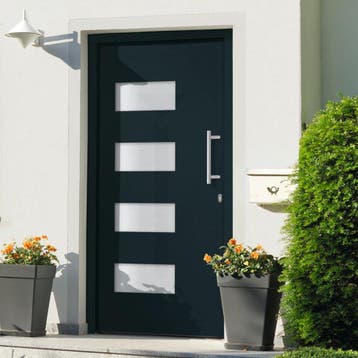 vidaXL Voordeur 100x210 cm aluminium en PVC antraciet, Verzenden, Nieuw