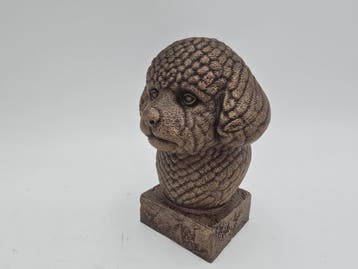 Bust of a Bison Frise dog statue - home decor dog lover hand, Verzenden, Nieuw