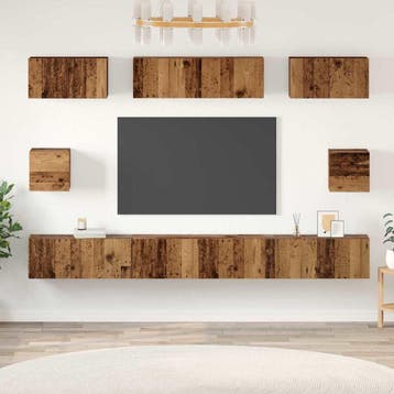 vidaXL Tv-meubelset 8 st Oud Hout Bewerkt hout, Huis en Inrichting, Kasten | Televisiemeubels, Minder dan 50 cm, Verzenden, Nieuw