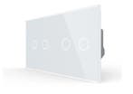 Livolo Dubbele Rolluikschakelaar | Touch | Wit Glas | 2+2, Doe-het-zelf en Verbouw, Elektra en Kabels, Ophalen of Verzenden, Nieuw