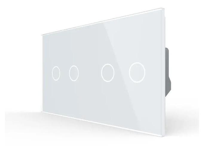 Livolo Dubbele Rolluikschakelaar | Touch | Wit Glas | 2+2, Doe-het-zelf en Verbouw, Elektra en Kabels, Schakelaar, Nieuw, Ophalen of Verzenden