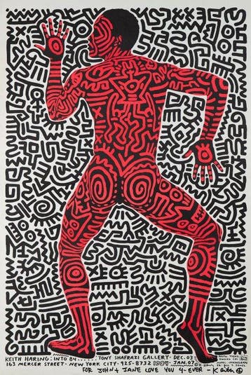 Keith Haring - INTO 84 (Hand signed) - Jaren 1980