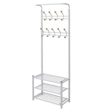 vidaXL Kledingrek met schoenenopberger 68x32x182,5 cm wit, Verzenden, Nieuw