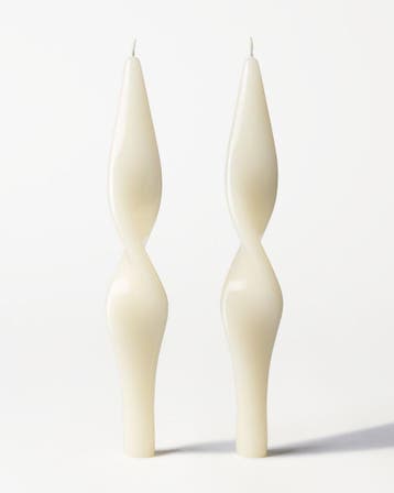 HEMA Dinerkaarsen XL 4.3x27cm gedraaid naturel - 2 stuks, Verzenden, Nieuw