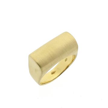 Vintage gouden gematteerde herenring, 18 tot 19, Gebruikt, Heer, Ophalen of Verzenden