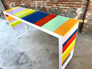 Fantoni - Tafel - strepen - IJzer, Hout