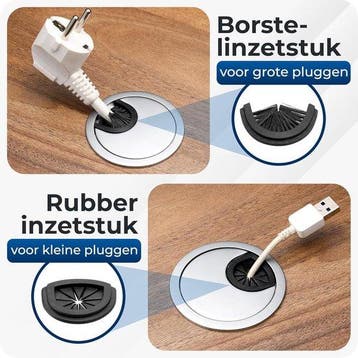 Kabeldoorvoer bureau/werkblad, Zilverkleur, Bruce set 2, Ophalen of Verzenden, Nieuw