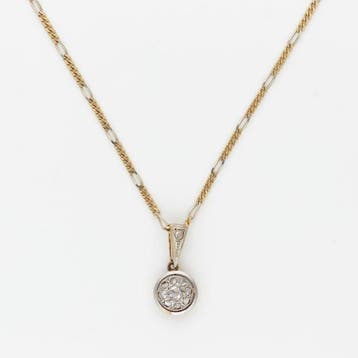 Halsketting - 18 karaat Geel goud, Platina Diamant, Sieraden, Tassen en Uiterlijk, Kettingen, Nieuw