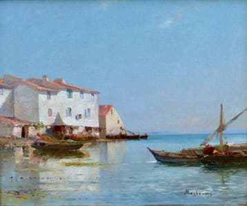 André Maglione (1838-1923) - Barques de pêcheurs à Martigues
