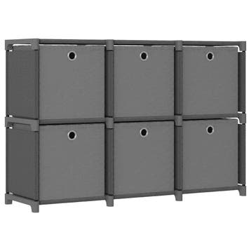 vidaXL Kast met 6 vakken met boxen 103x30x72,5 cm stof grijs, Overige materialen, 100 tot 150 cm, Verzenden, Nieuw
