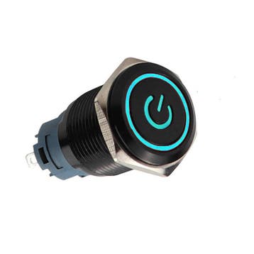 Push schakelaar 19mm - blauwe LED verlichting – Power, Ophalen of Verzenden, Nieuw