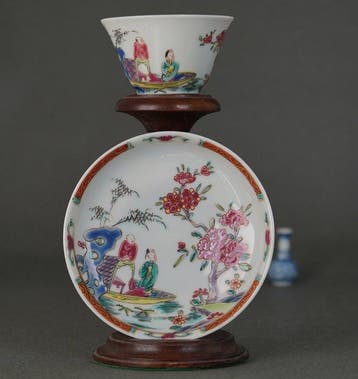 Qianlong (1735-1796) - Kop en schotel (2) - Man and Woman on