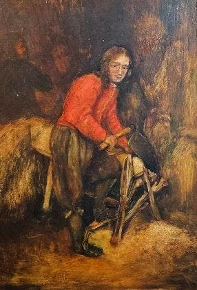 Dutch School (XIX) - Stro Snijden (naar Caspar Netscher), Antiek en Kunst, Kunst | Schilderijen | Klassiek