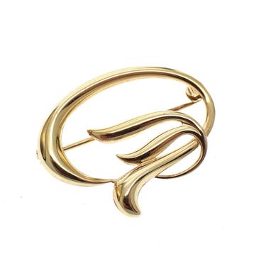 Vintage gouden fantasie broche, Ophalen of Verzenden, Gebruikt, Overige kleuren, Goud