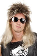 Rocker Pruik Blond Matje Mullet Metal Glamrock Eighties 80s, Ophalen of Verzenden, Nieuw, Overige maten, Carnaval