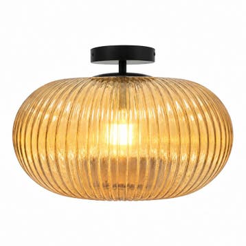 Design badkamer plafondlamp amber, Elliot, IP44, Ophalen of Verzenden, Nieuw, Glas