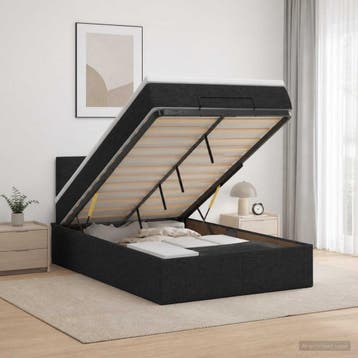 vidaXL Ottoman bed met matras met hoofdeinde Zwart 120 x 190, Verzenden, Nieuw, Twijfelaar, Zwart